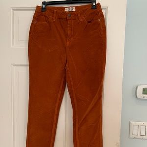 Free People Orange Corduroy Straight Leg Pant